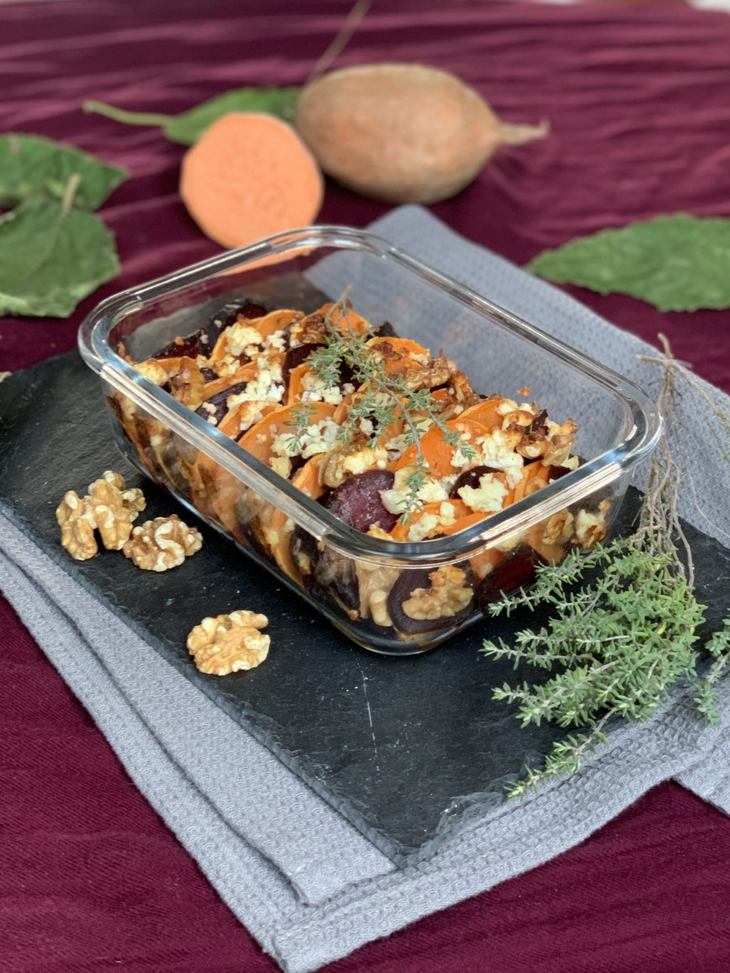 Leichtes Süßkartoffel Rote Beete Gratin - selbstkreiert